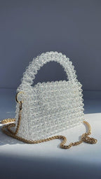Chic Girls customized white beaded crossboby bag