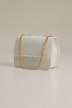 Woman's white pu leather crossboby bag